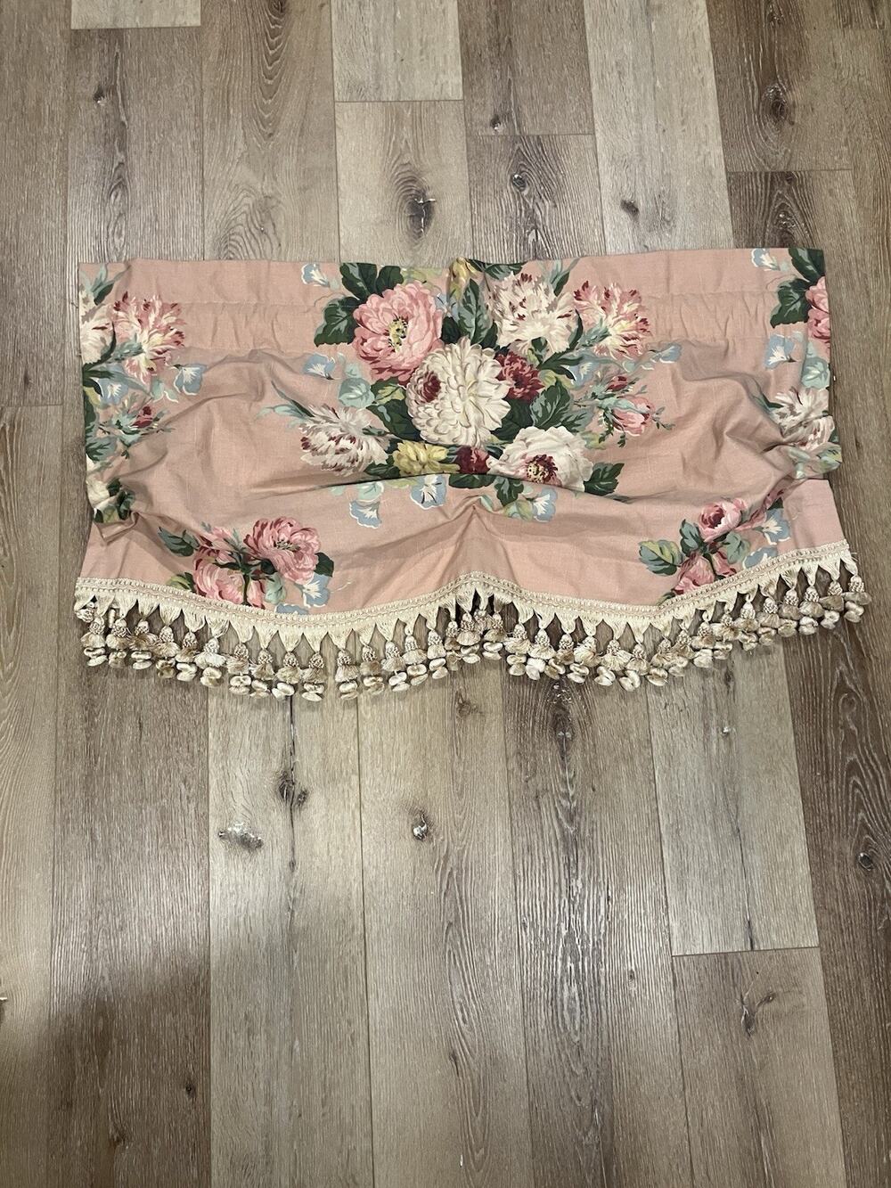 VTG Ralph Lauren Cynthia Pink Floral Valance Tassels Hand-Sewn Rings 80s RARE